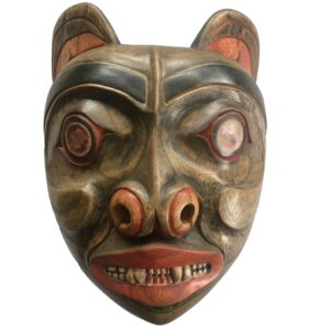 bear spirit mask | tsimshian pacific northwest tribal style | hand carved hand painted | museum source