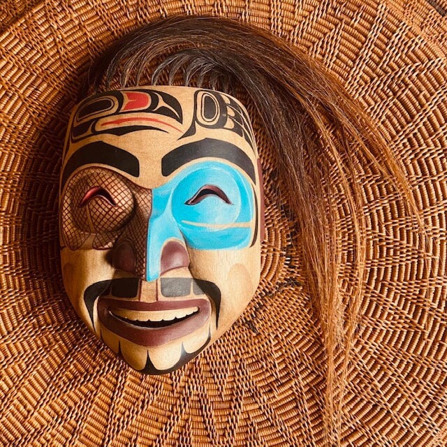 great devil god noh mask | daikijin japanese theater mask | hand carved hand painted wood | museum source